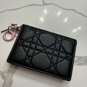 Christian Dior Lambskin Cannage Small Lady Dior Flap Card Holder